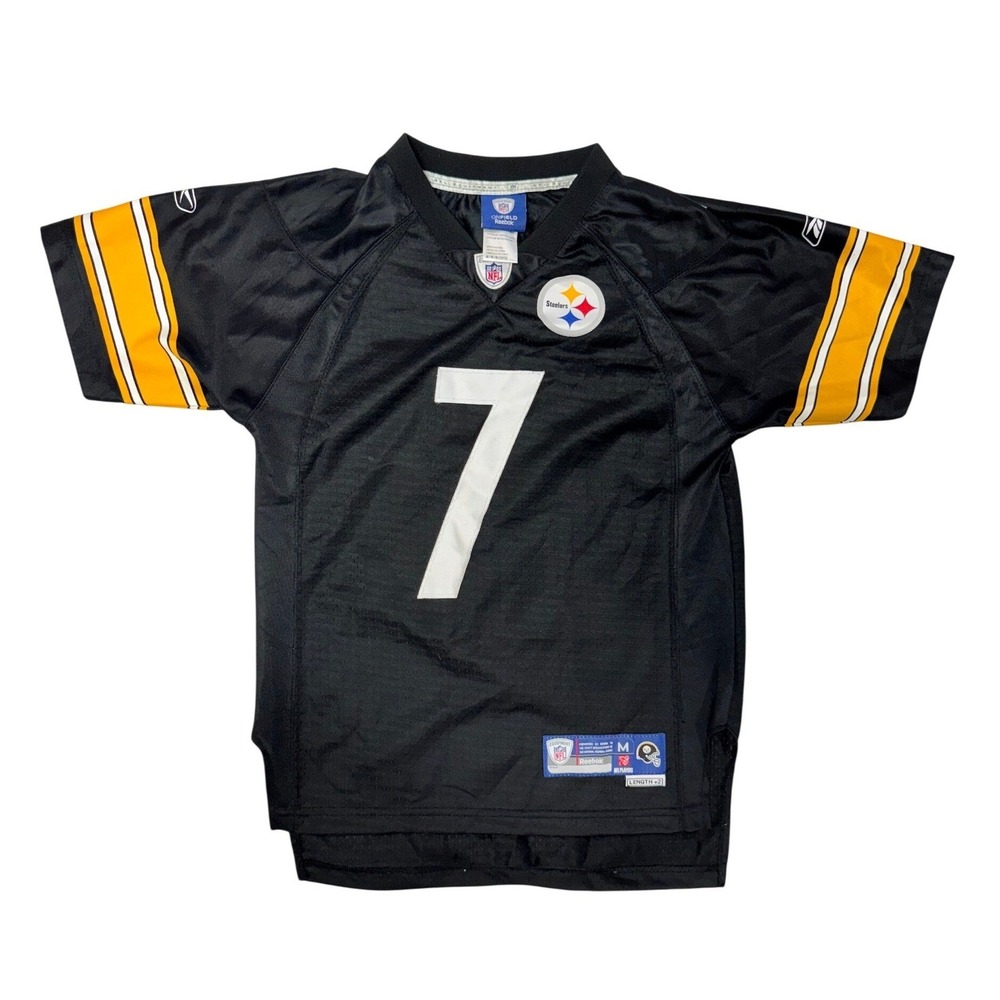 Reebok Kids Pittsburgh Steelers Ben Roethlisberger 7 Stitched Jersey Black M